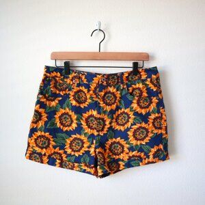 Forever 21 Sunflower Print Cuffed Shorts | 30